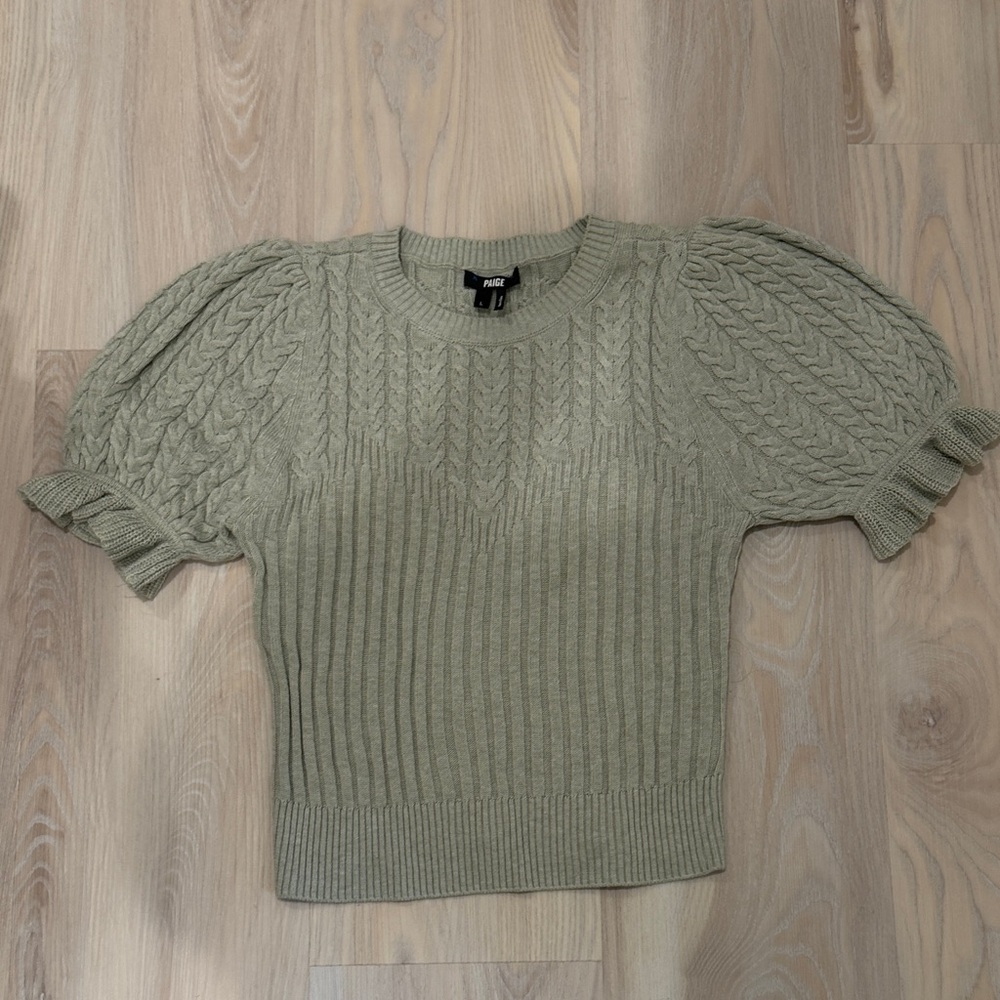 PAIGE Olive Green Puff Sleeve Sweater